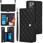 For Samsung Galaxy Note20 Ultra Crossbody Multifunction Rhombic Leather Phone Case(Black)