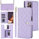 For Samsung Galaxy Note20 Ultra Crossbody Multifunction Rhombic Leather Phone Case(Purple)