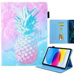 For iPad Pro 11 2024 Colored Drawing Leather Smart Tablet Case(Blue Pink Pineapple)