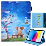 For iPad Pro 11 2024 Colored Drawing Leather Smart Tablet Case(Elephant Rabbit)