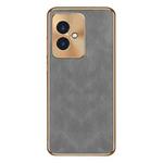 For Honor 100 Electroplating Lambskin Leather Phone Case(Grey)