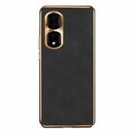 For Honor 90 Pro Electroplating Lambskin Leather Phone Case(Black)