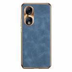 For Honor 90 Electroplating Lambskin Leather Phone Case(Blue)