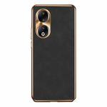 For Honor 90 Electroplating Lambskin Leather Phone Case(Black)
