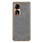 For Honor 80 Pro Electroplating Lambskin Leather Phone Case(Grey)