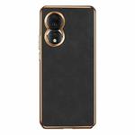 For Honor 80 Electroplating Lambskin Leather Phone Case(Black)