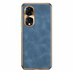 For Honor 70 Pro Electroplating Lambskin Leather Phone Case(Blue)