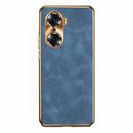 For Honor 60 Pro Electroplating Lambskin Leather Phone Case(Blue)