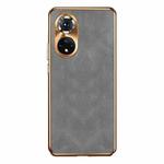 For Honor 50 Pro Electroplating Lambskin Leather Phone Case(Grey)