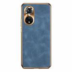 For Honor 50 Electroplating Lambskin Leather Phone Case(Blue)