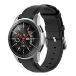 For Samsung Galaxy Watch 3 45mm 22mm Leather Strap with Round Tail Buckle(Black)