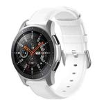 For Samsung Galaxy Watch 3 45mm 22mm Leather Strap with Round Tail Buckle(White)