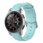 For Samsung Galaxy Watch 3 45mm 22mm Leather Strap with Round Tail Buckle(Light Blue)