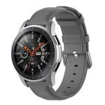 For Samsung Galaxy Watch 3 45mm 22mm Leather Strap with Round Tail Buckle(Grey)