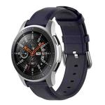 For Samsung Galaxy Watch 3 45mm 22mm Leather Strap with Round Tail Buckle(Navy Blue)