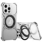 For iPhone 14 Pro Max Mechanical Arm Borderless MagSafe Holder Metal Phone Case(Silver)