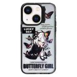 For iPhone 13 Colorful Wave Circle Creative Pattern Phone Case(Butterfly Flower Girl)