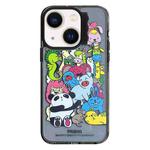 For iPhone 13 Colorful Wave Circle Creative Pattern Phone Case(Black Animals)