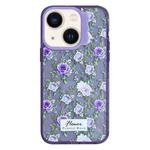 For iPhone 14 Colorful Wave Circle Creative Pattern Phone Case(Purple Flower)