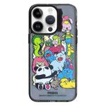 For iPhone 14 Pro Colorful Wave Circle Creative Pattern Phone Case(Black Animals)