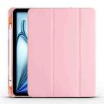 For iPad Air 11 2024 3-fold TPU Leather Smart Tablet Case with Pen Slot(Pink)