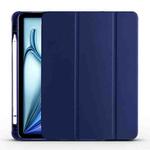 For iPad Air 11 2024 3-fold TPU Leather Smart Tablet Case with Pen Slot(Dark Blue)