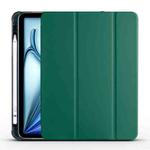 For iPad Air 11 2024 3-fold TPU Leather Smart Tablet Case with Pen Slot(Pine Green)