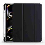 For iPad Pro 11 2024 3-fold TPU Leather Smart Tablet Case with Pen Slot(Black)