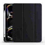 For iPad Pro 13 2024 3-fold TPU Leather Smart Tablet Case with Pen Slot(Black)