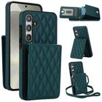 For Samsung Galaxy S24 5G YM015 Crossbody Rhombic Card Bag RFID Phone Case(Green)