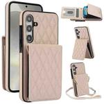 For Samsung Galaxy S24+ 5G YM015 Crossbody Rhombic Card Bag RFID Phone Case(White)
