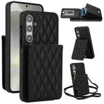 For Samsung Galaxy S24+ 5G YM015 Crossbody Rhombic Card Bag RFID Phone Case(Black)