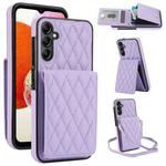 For Samsung Galaxy A14 4G / 5G YM015 Crossbody Rhombic Card Bag RFID Phone Case(Light Purple)