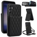 For Samsung Galaxy S25+ 5G YM015 Crossbody Rhombic Card Bag RFID Phone Case(Black)