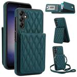 For Samsung Galaxy S25+ 5G YM015 Crossbody Rhombic Card Bag RFID Phone Case(Green)