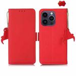 For iPhone 16 Pro Side-Magnetic TJ Genuine Leather RFID Phone Case(Red)