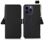 For iPhone 16 Pro Max Side-Magnetic TJ Genuine Leather RFID Phone Case(Black)