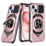 For iPhone 15 Magnetic Ring Holder Phone Case(Rose Gold)