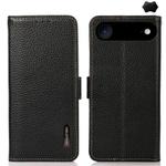 For iPhone 17 Air KHAZNEH Side-Magnetic Litchi Genuine Leather RFID Case(Black)