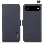 For iPhone 17 Air KHAZNEH Side-Magnetic Litchi Genuine Leather RFID Case(Blue)