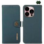 For iPhone 16 Pro KHAZNEH Custer Genuine Leather RFID Phone Case(Green)