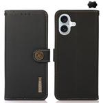 For iPhone 17 KHAZNEH Custer Genuine Leather RFID Phone Case(Black)
