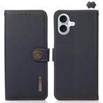 For iPhone 17 KHAZNEH Custer Genuine Leather RFID Phone Case(Blue)
