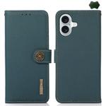 For iPhone 17 KHAZNEH Custer Genuine Leather RFID Phone Case(Green)