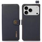 For iPhone 17 Pro KHAZNEH Custer Genuine Leather RFID Phone Case(Blue)