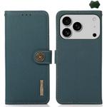 For iPhone 17 Pro KHAZNEH Custer Genuine Leather RFID Phone Case(Green)