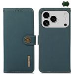 For iPhone 17 Pro Max KHAZNEH Custer Genuine Leather RFID Phone Case(Green)