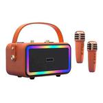 M3201 Portable Colorful Bluetooth Speaker Home Retro Karaoke Dual-Mic Speaker(Orange)