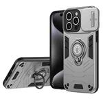 For iPhone 15 Pro Max Camshield Ring Holder Phone Case(Grey)
