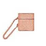 For AirPods 2 / 1 Cylindrical Glitter Leather Texture Bluetooth Earphone Protective Case(Rose Gold)